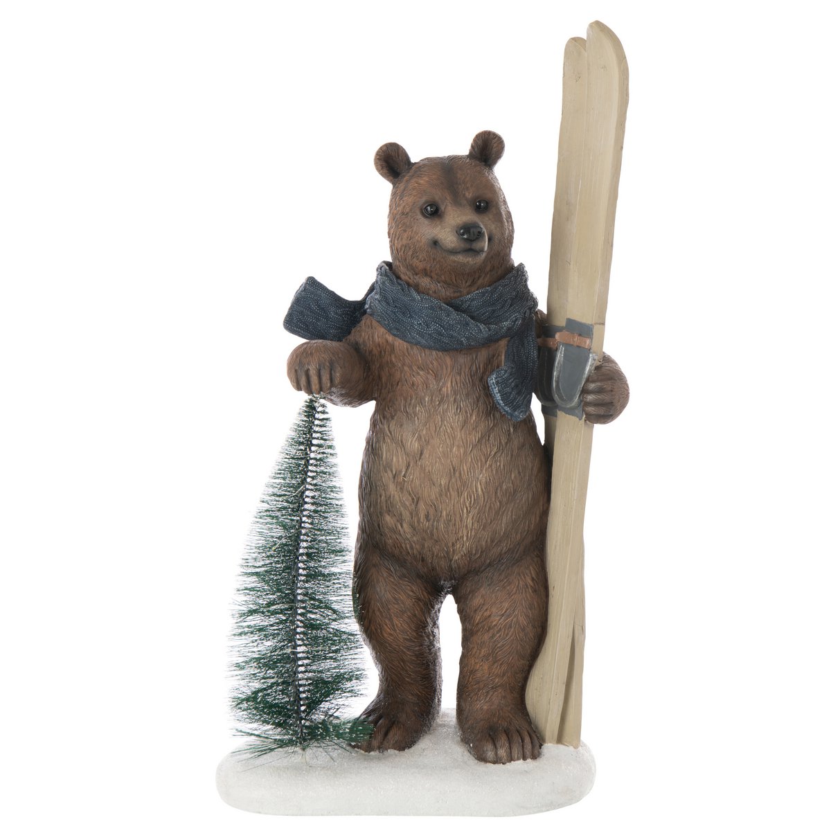 Kerstbeer 67 cm met ski's & Led verlichting