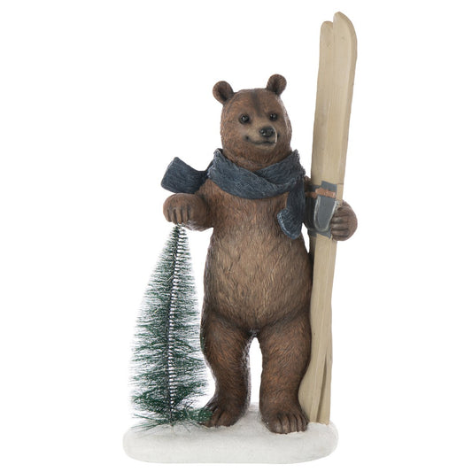 Kerstbeer 67 cm met ski's & Led verlichting