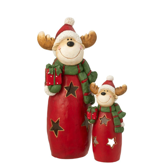 J-Line Kerstrendier 88 cm kaarshouder Rood & Groen