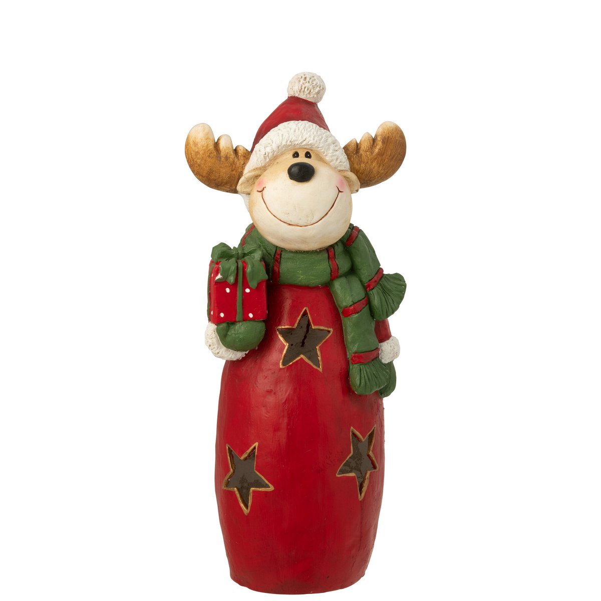 J-Line Kerstrendier 88 cm kaarshouder Rood & Groen